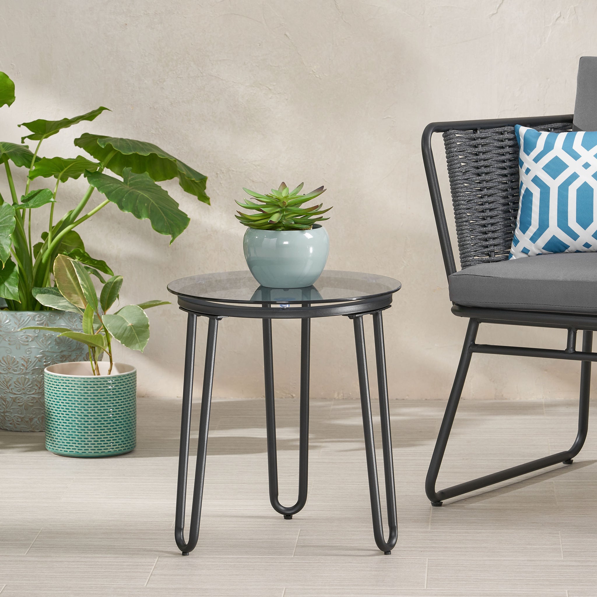 La Jolla Side Table Black Tempered Glass