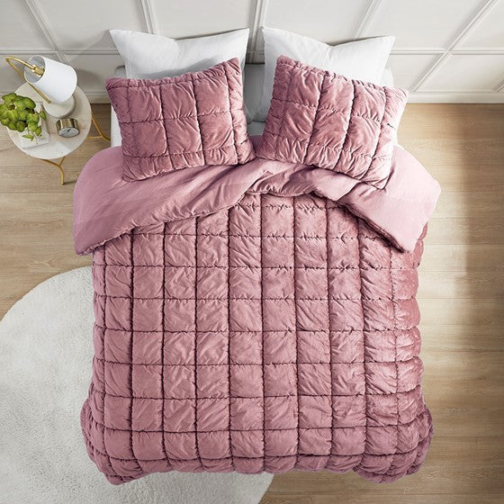 2 Piece Comforter Set Twin Pink Polyester