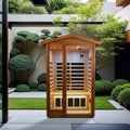 Two People Outdoor Okoume Wood Far Infrared Sauna Room Natural Wood Metal & Wood