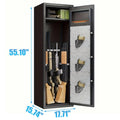 Large Safe Cabinet With 3 Pistol Pouches, Heavy Duty Biometric Fingerprint Lock, Rifle Safe With Adjustable Stand, Detachable Structure Safe, Rifle And Shot, Money Storage Cabinet Black Primary Living Space Classic Metal Metal