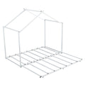 Metal Twin Size House Platform Bed With Trundle, White Box Spring Not Required Twin White Metal Bed Frame Metal