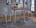 Oak And Chrome Square Bar Table Oak Primary Living Space Contemporary Rectangular Wood Metal