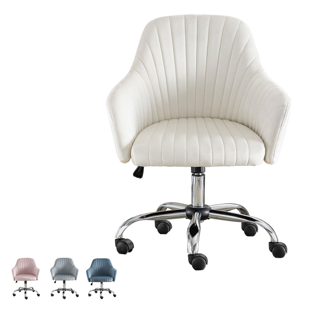 Accent Chair Modern Home Office Leisure Chair With Adjustable Velvet Height And Adjustable Casters Beige Beige Cotton Velvet