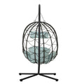 Egg Chair With Stand Indoor Outdoor Swing Chair Patio Wicker Hanging Egg Chair Hanging Basket Chair With Stand For Bedroom Living Room Balcony Gray Steel