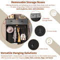 Hall Tree With 6 Hooks And Hinged Lid, Coat Hanger, Entryway Bench, Storage Bench, 3 In 1 Design, 69Inch, For Entrance, Hallway Black Mdf