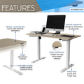 Techni Mobili Adjustable Sit To Stand Desk, Oak Oak Computer Desk Office Modern Rectangular Rectangular Steel Particle Board