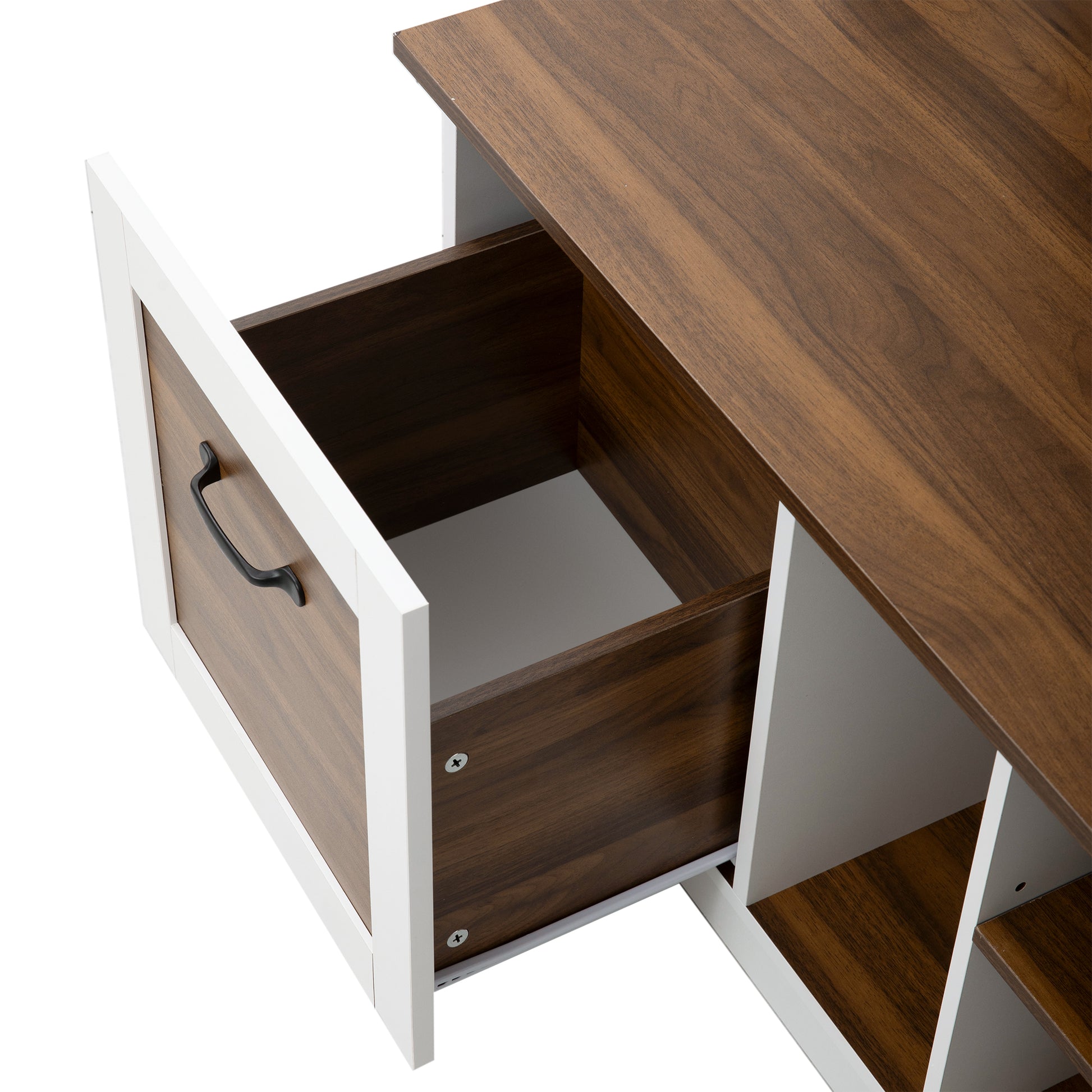 5 In 1 Entryway Bench With Coat Rack, 7 Sturdy Hooks, 2 Spacious Drawers And Adjustable Shelves, 58.8'' Wide Hall Tree With Metal Handles For Hallway, Entryway, Living Room Brown White Mdf