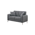 Elegant 2Pc Sofa Set Dark Gray Burlap Like Fabric Sofa Loveseat W Pillows Cozy Design Plush Couch Living Room Dark Gray Primary Living Space Cushion Back Classic,Contemporary,Modern Rubberwood Burlap,Metal,Plywood,Solid Wood 4 Seat
