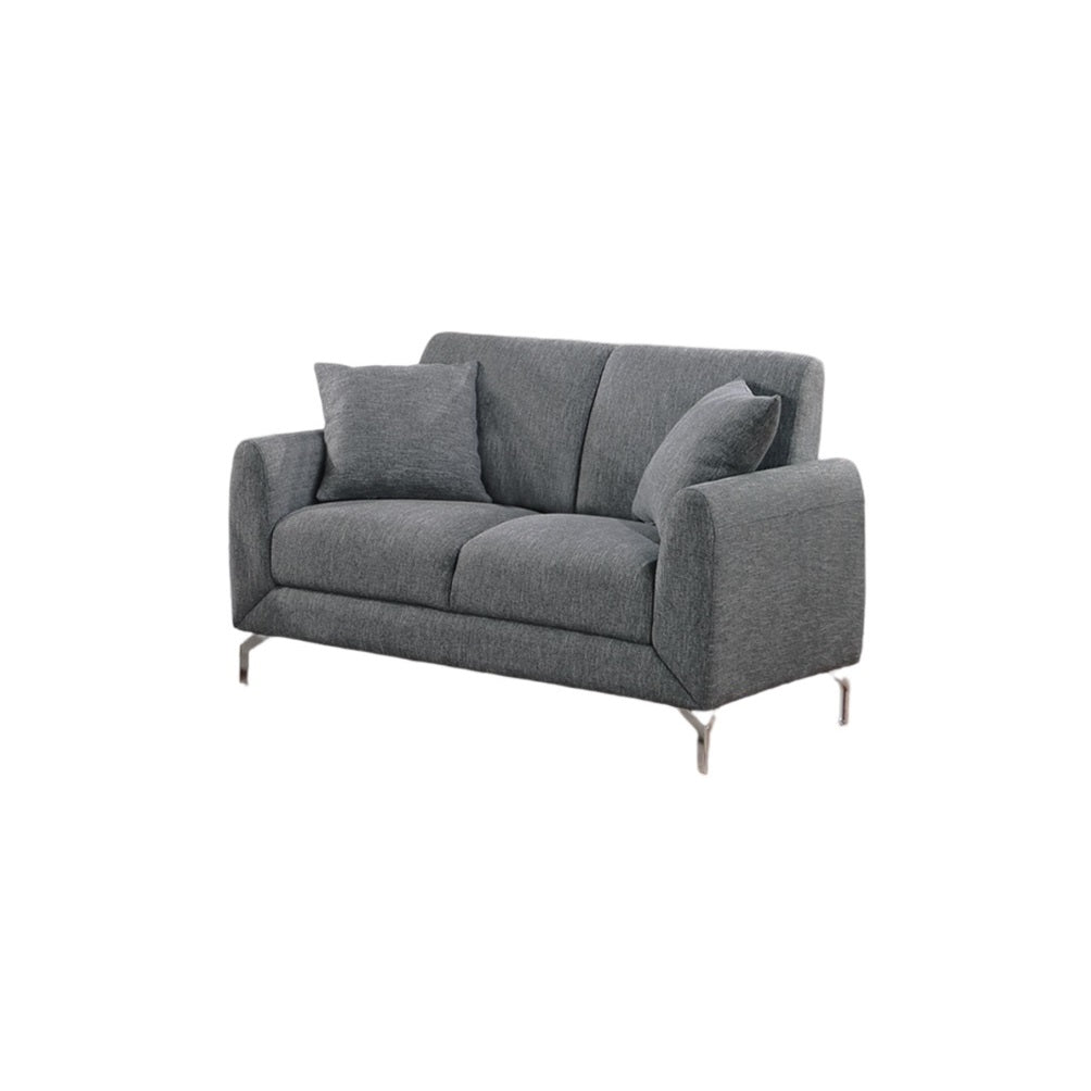 Elegant 2Pc Sofa Set Dark Gray Burlap Like Fabric Sofa Loveseat W Pillows Cozy Design Plush Couch Living Room Dark Gray Primary Living Space Cushion Back Classic,Contemporary,Modern Rubberwood Burlap,Metal,Plywood,Solid Wood 4 Seat
