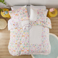 Floral Reversible Cotton Duvet Cover Set With Throw Pillow Queen Multicolor Cotton