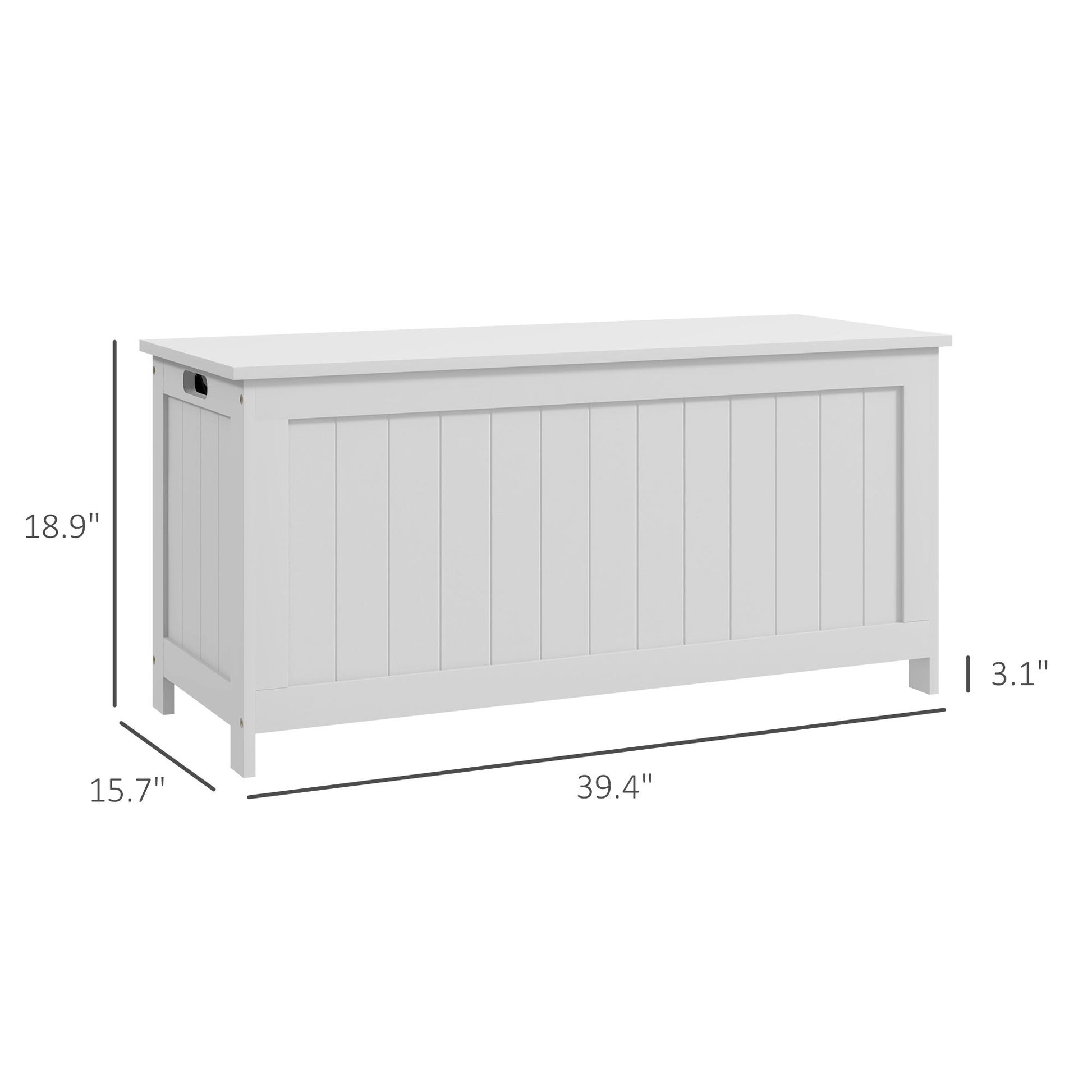 Homcom 39.4" Storage Chest W 2 Safety Hinges, Wooden Box, White White Mdf