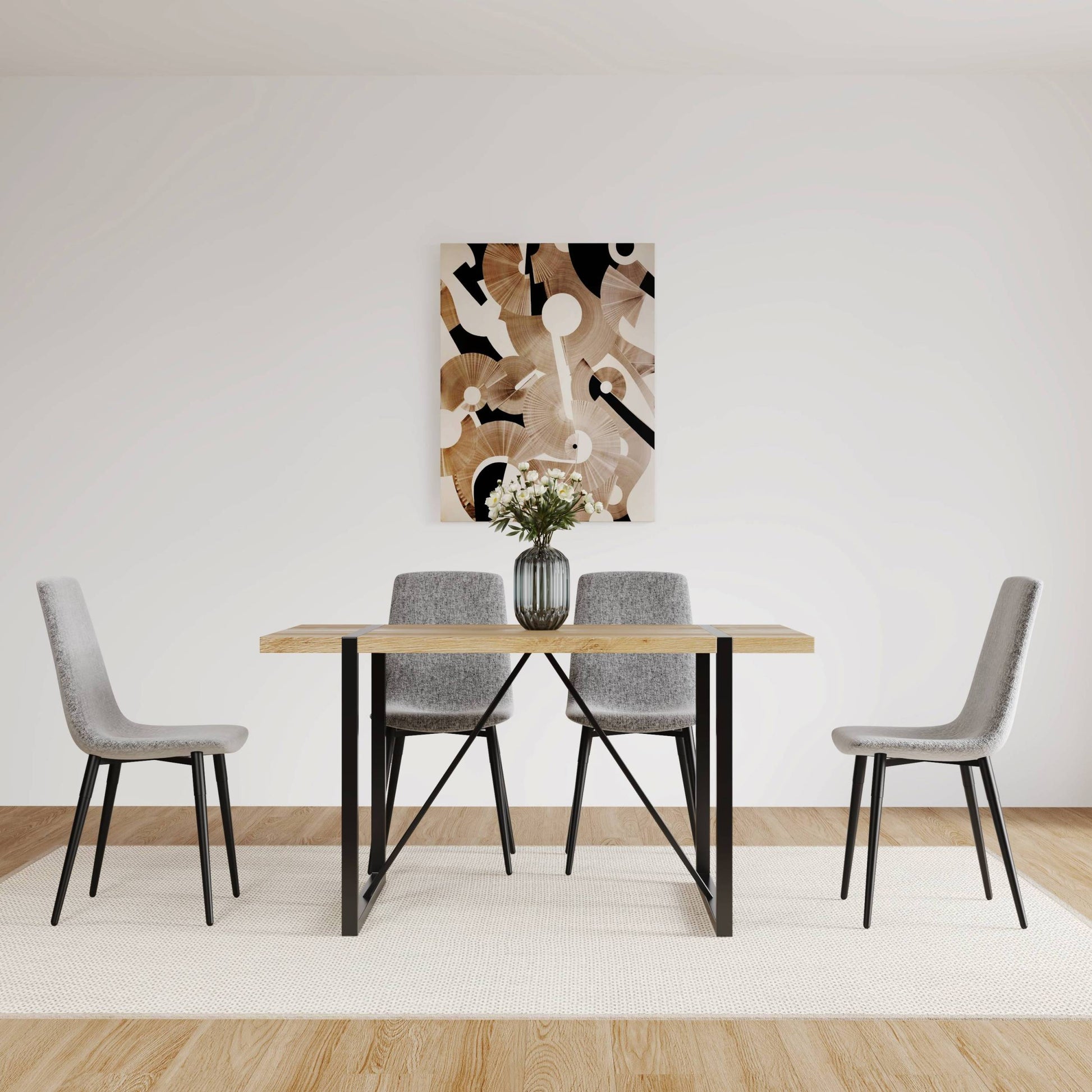 Dining Chairs Set Of 4,Modern Kitchen Dining Room Chairs,Upholstered Dining Accent Chairs In Linen Cushion Seat And Sturdy Black Metal Legs Grey Light Gray Foam Linen