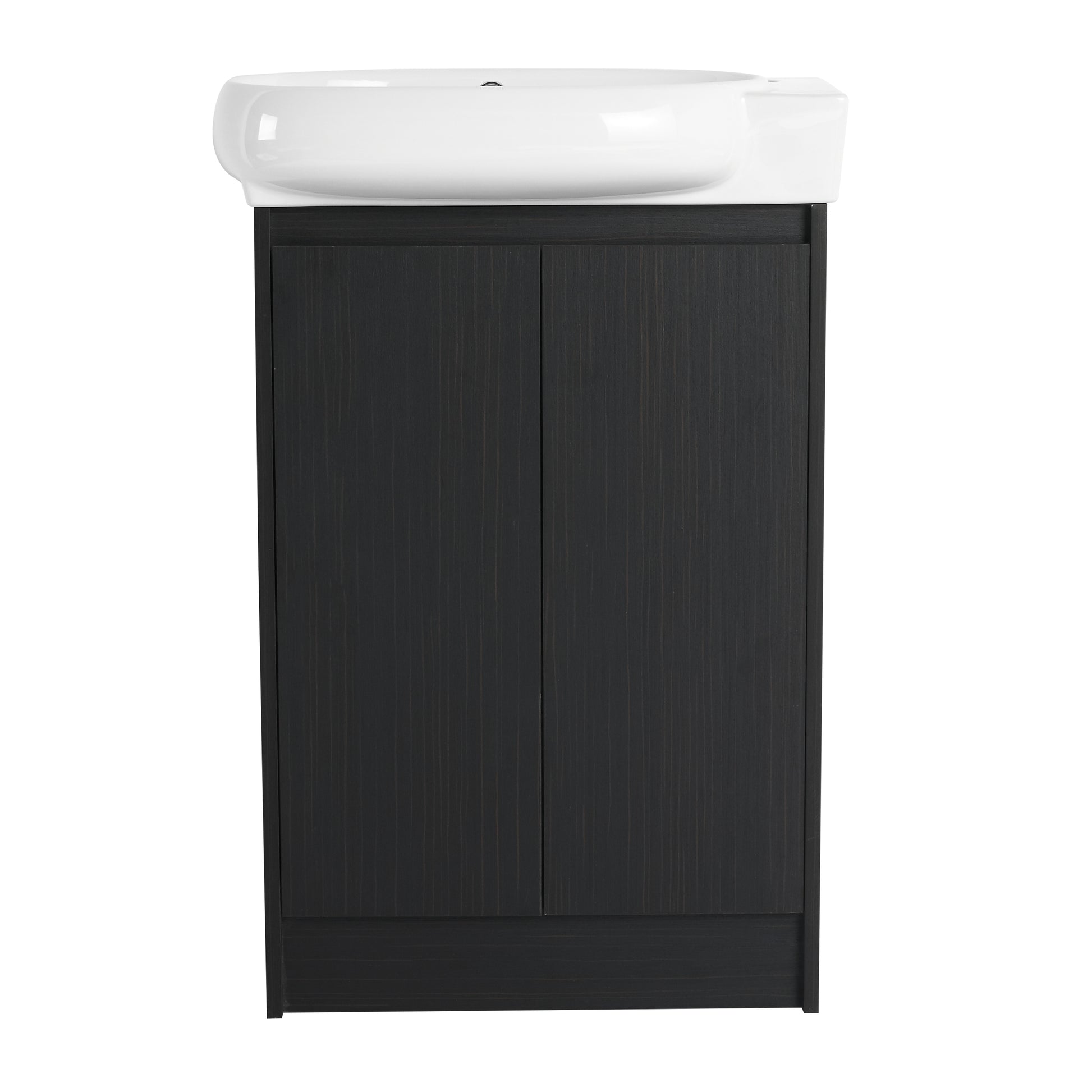 23" Freestanding Bathroom Vanity With Sink, Soft Close Doors Black Chestnut Bathroom Modern Plywood