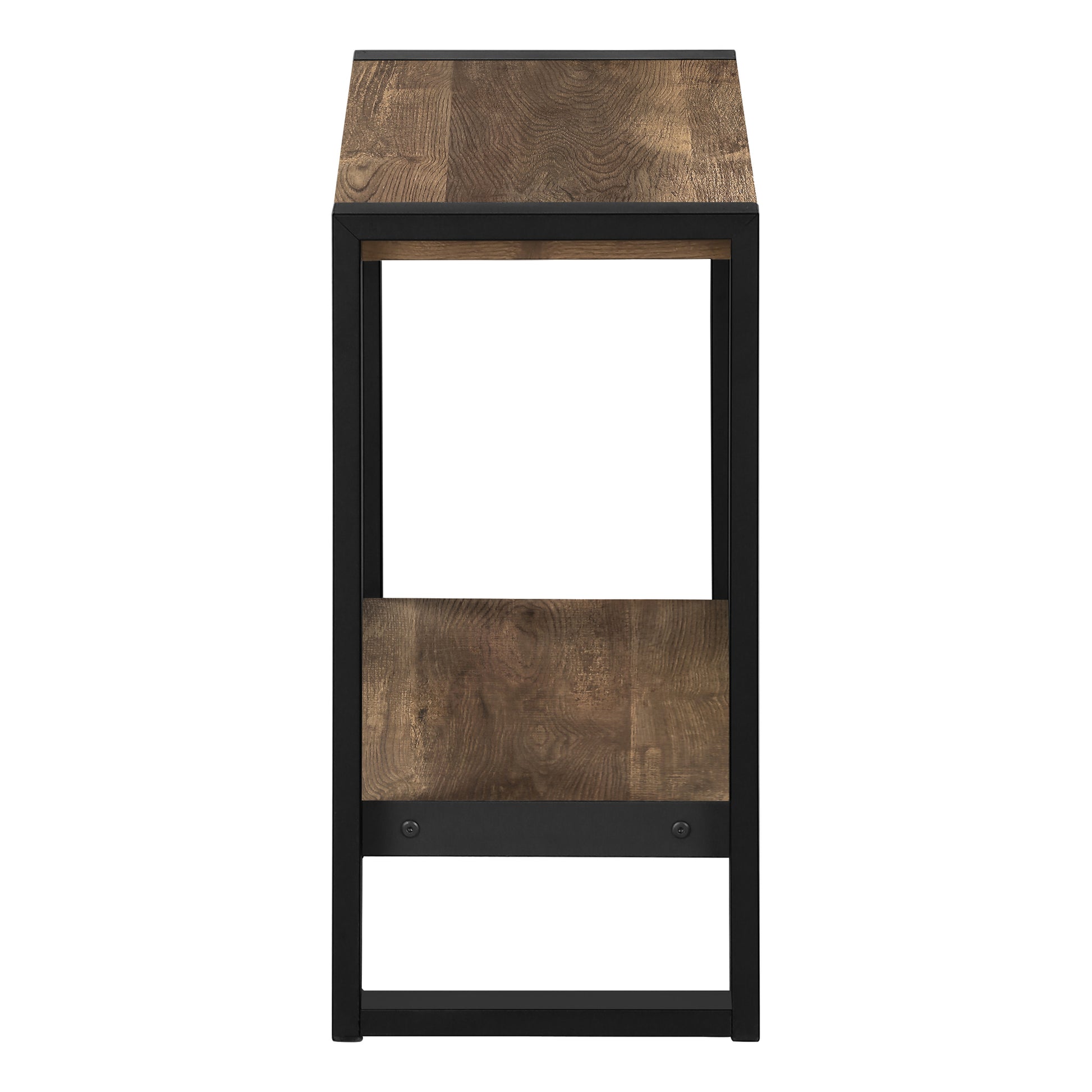 Accent Table, Side, End, Nightstand, Lamp, Living Room, Bedroom, Brown Laminate, Black Metal, Industrial Brown Mdf