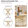 Mid Century 5 Piece Extendable Round Dining Table Set With 15.7