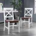 Roshan Farmhouse Acacia Wood Dining Chairs, White Walnut Set Of 2 White Walnut Acacia Wood