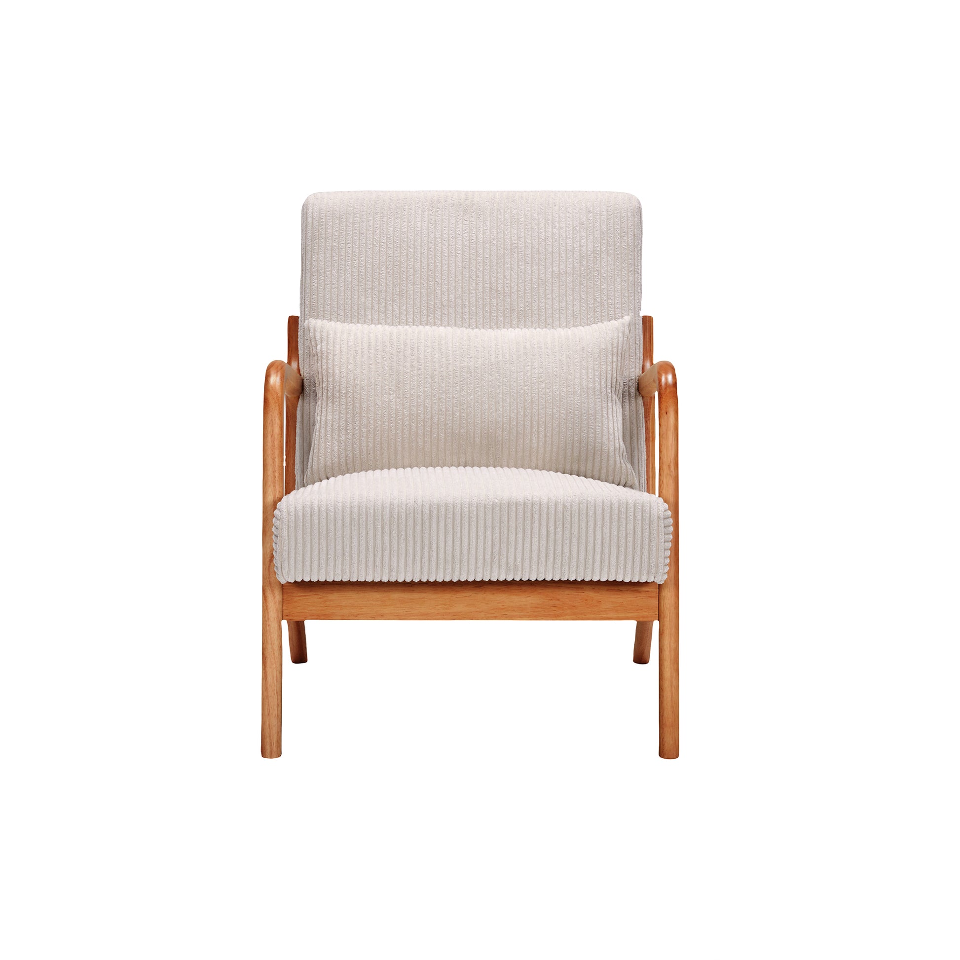 Mid Century Modern Accent Chair, Arm Chair Living Room Chairs With Pillow Upholstered Reading Chair With Solid Wood Frame & Living Room Bedroom Balcony Beige Beige Brown Primary Living Space