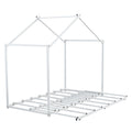 Metal Twin Size House Platform Bed With Trundle, White Box Spring Not Required Twin White Metal Bed Frame Metal