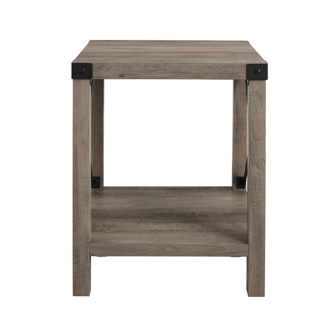 Rustic Industrial Metal X 2 Tier Side Table Grey Wash Gray Wash Mdf