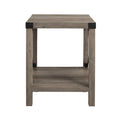 Rustic Industrial Metal X 2 Tier Side Table Grey Wash Gray Wash Mdf