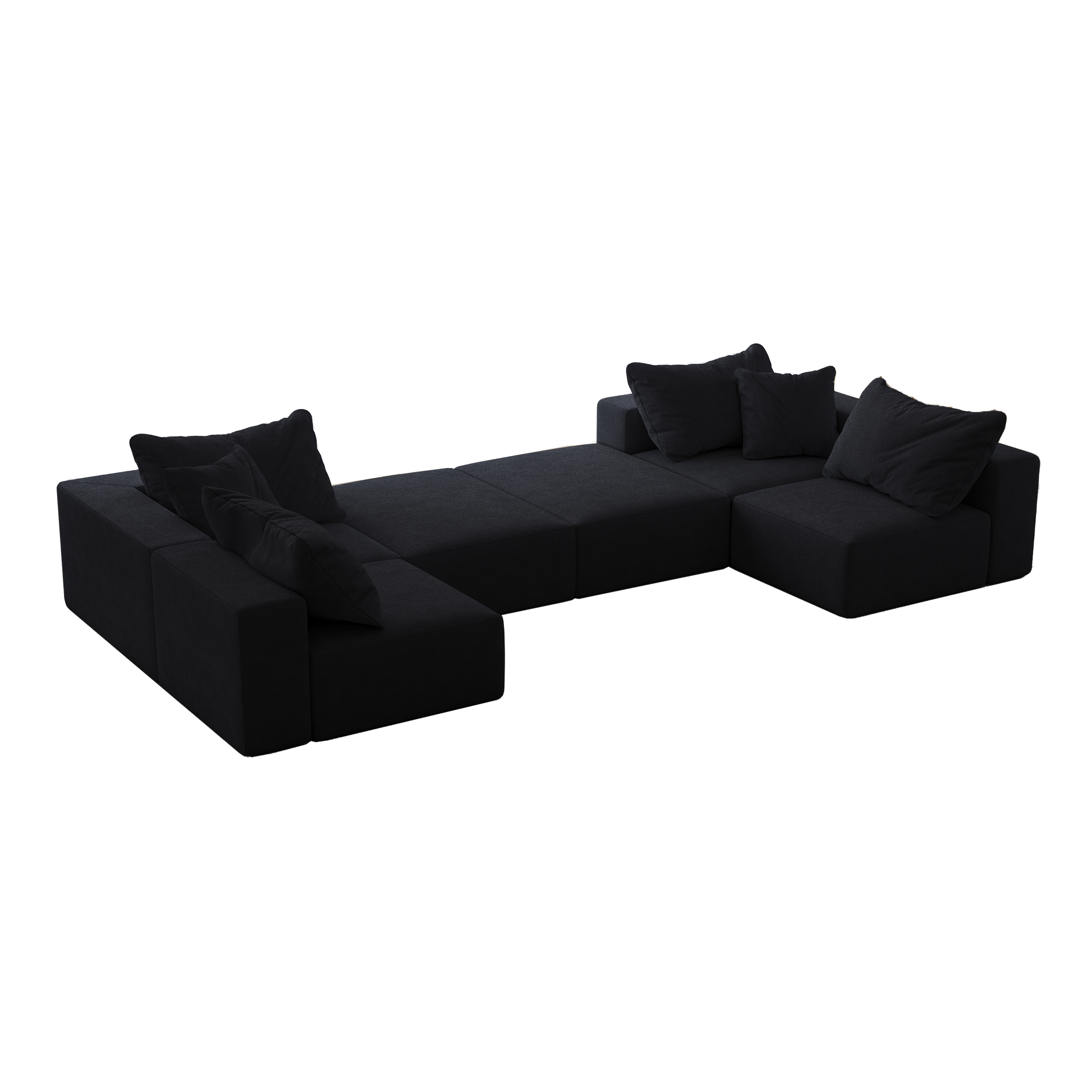 Oversized Sponge Cloud Sofa,Modern Upholstered Sectional Sofa Couch Set,Modular 162" L Shaped Sectional Living Room Sofa Set With 6 Pillows,Free Combination Sofa Couch For Living Room,Bedroom Black Foam Chenille 6 Seat