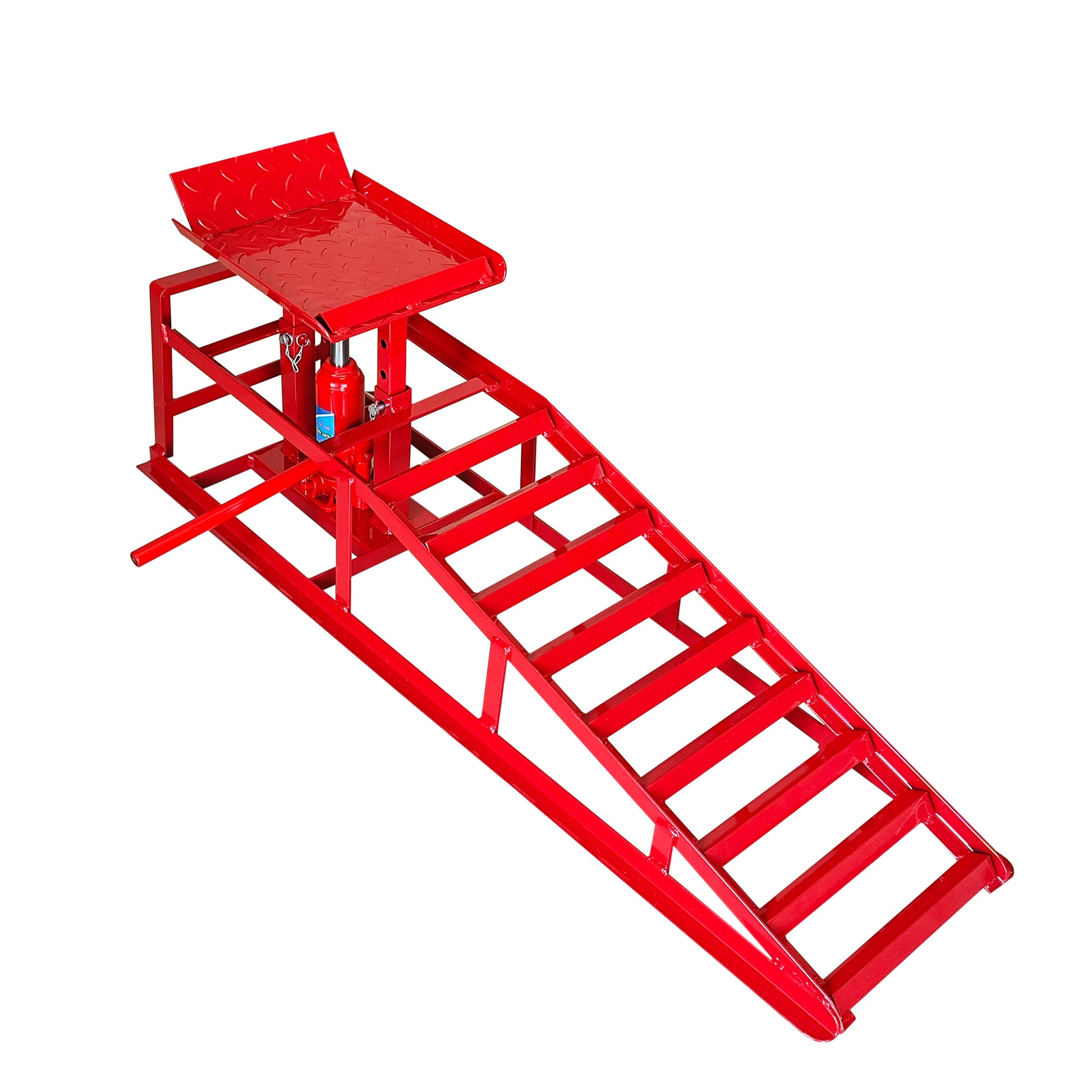 Hydraulic Car Ramps, 2 Pack Car Ramp High Lift, 11000Lbs Automotive Truck Cars Service Ramps, Low Profile Oil Change Ramps With Support Jack For Car Truck Trailer Garage Repair Red Red Industrial
