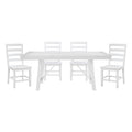 Modern Contemporary White Finish 5Pc Set Dining Table And 4 Side Chairs Set Wooden Kitchen Dining Furniture Casual Style Wood Wood White Seats 4 Wood Dining Room 72 Inches Casual,Farmhouse Rectangular Dining Table With Chair Wood