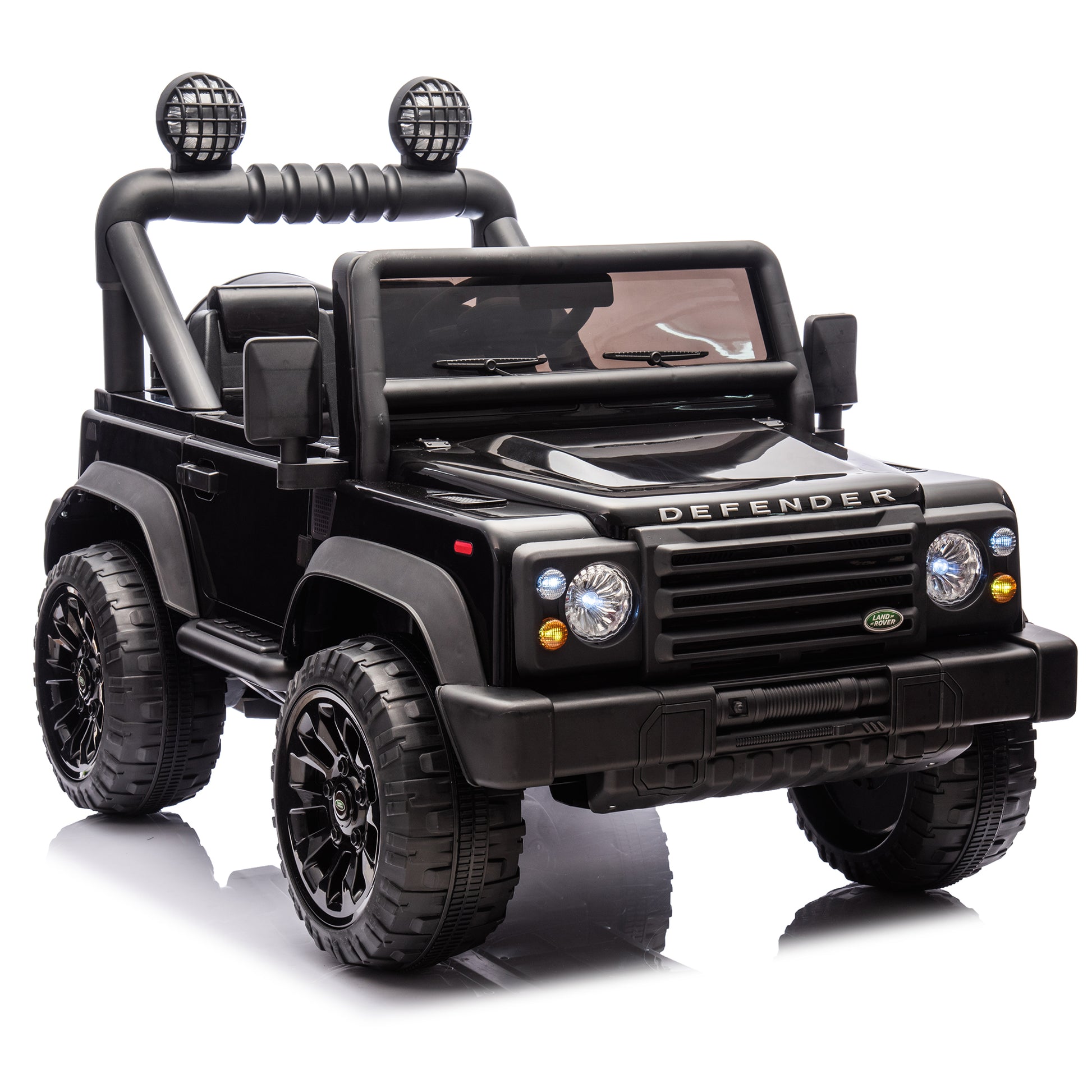 Licensed 2015 Land Rover Defender 90,24V Kids Ride On Xxl Car W Parents Control,2Wd,Four Wheel Suspension,Bluetooth,Mp3,Music,Power Display,Led Lights,Speeds 1.86 3.11Mph For Kids 3 7. Black Polypropylene