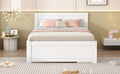 Full Size Platform Bed With Drawer And Two Shelves, White Full Antique White Mdf Lvl