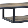 Rustic Oak And Black Console Table With 2 Shelves Rustic Primary Living Space Industrial Oak Shelves Rectangular Wood Metal Sled