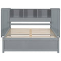 Full Size Platform Bed With Storage Headboard And Lockers, Gray Full Box Spring Not Required Gray Wood Bedroom Solid Wood Mdf