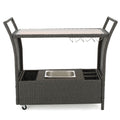 Pe Kd Bar Cart Grey Rattan Glass