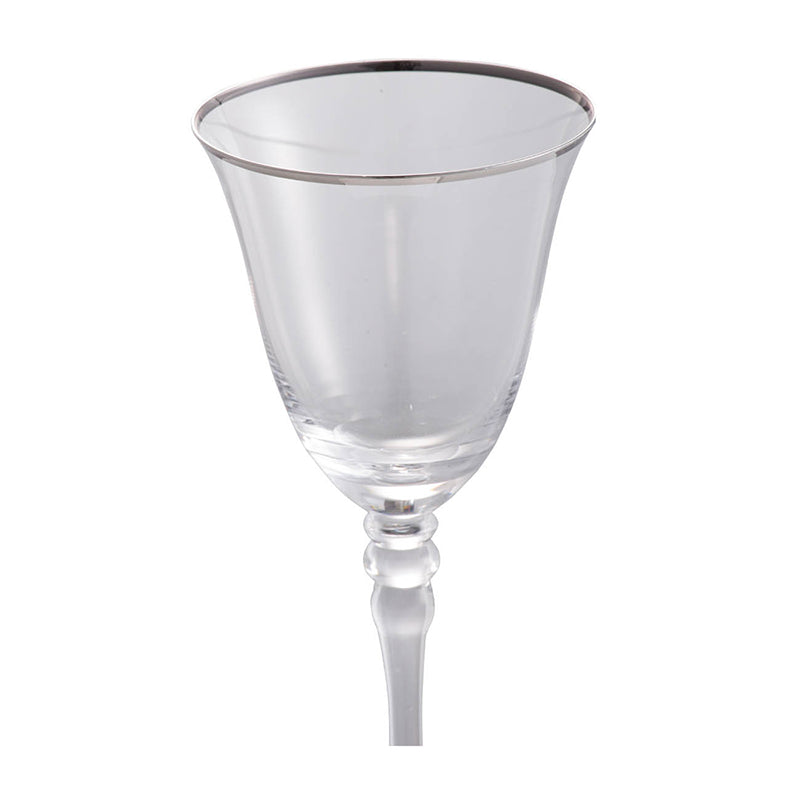 D3.7X7.7" Felicity Wine Glass With Silver Rim, Set Of 4 Clear Glass