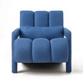 Modern Upholstered Accent Chair, Comfortable Linen Fabric With A Pillow For Living Room,Bedroom. Linen, Navy Blue Navy Blue Primary Living Space Modern Pine Foam Wood Fabric