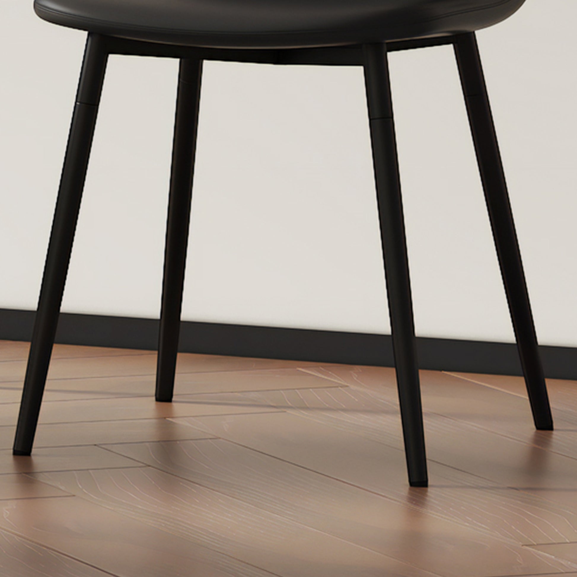 Modern Minimalist Black Dining Chair Set Four Chairs Per Box, Stable And Comfortable.Modern Mid Century Style Upholstered Side Chairs,Spoon Shaped Chairs With Black Metal Legs. Black Metal,Pu