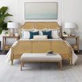 Woven Cane Queen Platform Bed Natural Wood