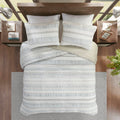 3 Piece Printed Microfiber Seersucker Quilt Set Taupe Blue Full Queen Full Taupe Blue Polyester
