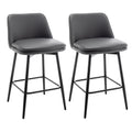 Counter Height Swivel Bar Stools Set Of 2, 360 Swivel Upholstered Barstools With Back And Metal Legs, 25.6