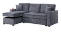 Convertible Sectional Dark Gray Color Corduroy Reversible Chaise W Storage And Sofa Pull Out Bed Pillows Living Room 2Pc Set Dark Gray Primary Living Space Cushion Back Contemporary,Modern L Shaped Rubberwood Rolled Arms Corduroy 4 Seat