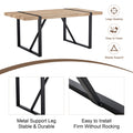 Table And Chair Set, Textured Top In Vintage Wood Color, Black Metal Legs. Dining Chair With White Faux Leather Backrest Cushion With Black Metal Legs. Wood Seats 8 Mdf Metal