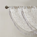 Diamond Sheer Embroidered Waterfall Valance White Grey 38X46