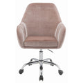 Peach And Chrome Swivel Office Chair Solid Pink Silver Foam Rectangular Office Chairs Solid Back Swivel Velvet