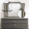 Kaitlyn Metallic Gray Finish Mirror W Led Silver Grey Mirror,Synthetic Wood