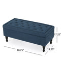 Hyatt Storage Ottoman Navy Blue Fabric