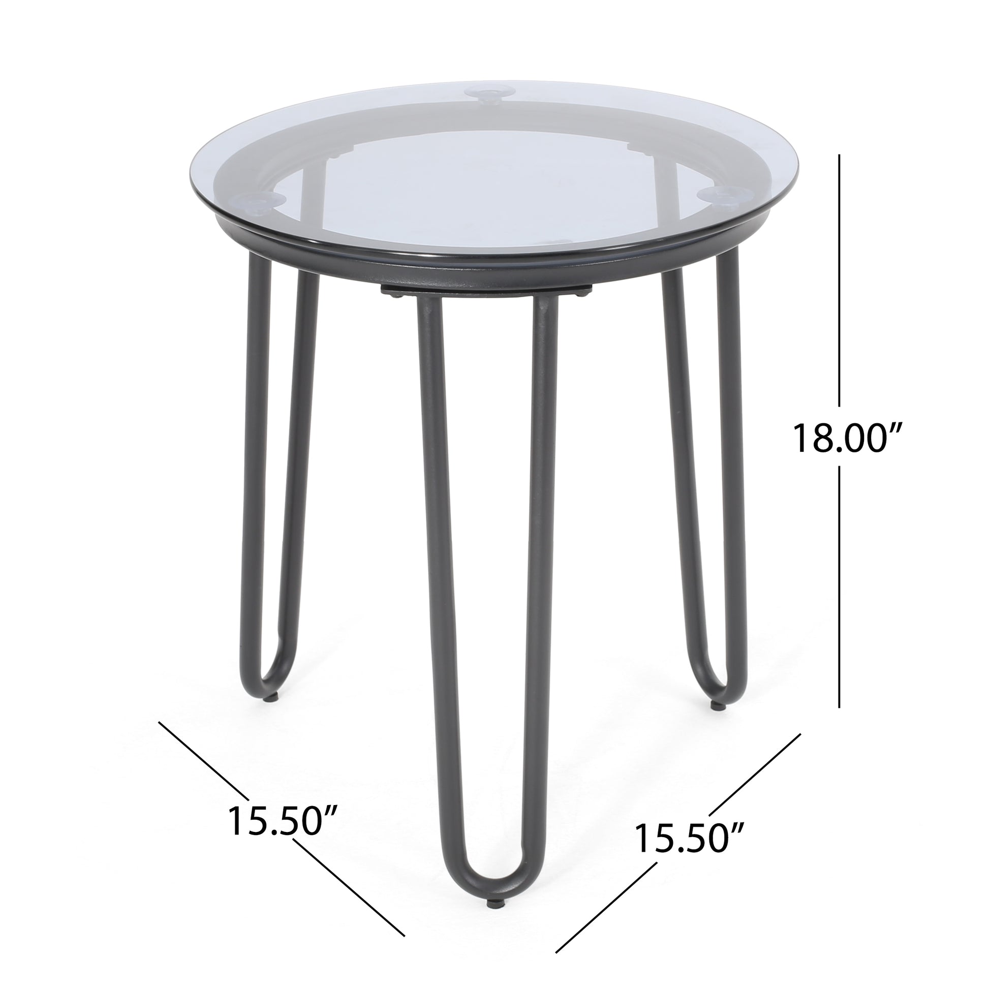 La Jolla Side Table Black Tempered Glass