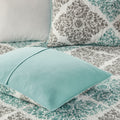 6 Piece Printed Quilt Set With Throw Pillows Aqua King Cal King King Aqua Cotton