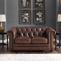 Stanwood Leather Loveseat Caramel Down Filling Genuine Leather