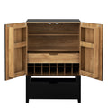 Lockers,Side Cabinets,Wine Bar Cabinet,Liquor Storage Credenza,Sideboard With Wine Racks & Stemware Holder,Wine Glass Holder,Metal Handle, Placed In Family Bars,Hallways,Living Rooms,Color:Black Brown 5 Or More Spaces Black Brown Primary Living Space