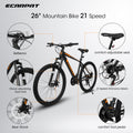 A26322 26 Inch Mountain Bike Adult Aluminum Frame Shock Absorbing Front Fork Bike 21 Speed Disc Brake Mountain Bike Black Orange Aluminium