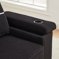 86.5 Inch Sofa Couch Deep Seat Sofa With Two Storage Spaces, T Pyce Charging Portsusb Charging Ports & 2 Cup ,Corduroy 3 Seater Couch, Modern Sofas For Living Room Black Foam Corduroy 3 Seat